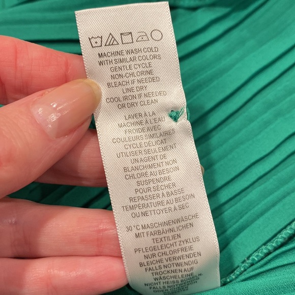 Adrianna Papell Green High Neck Pleated Look Small - Picture 6 of 13